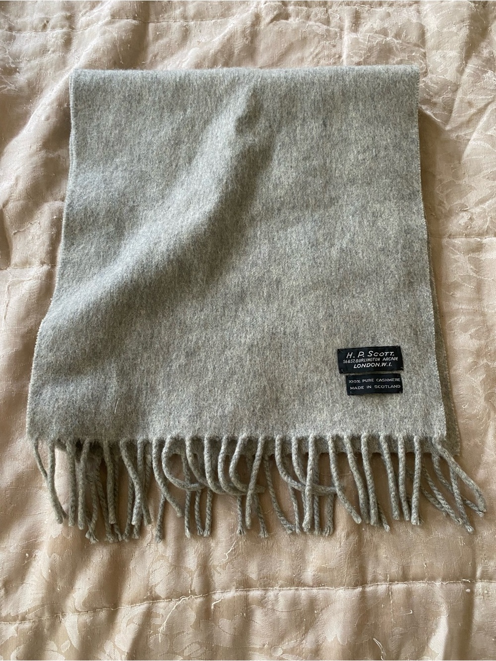 Light Gray Cashmere Scottish Fringe Scarf